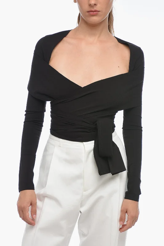 Dolce & Gabbana Wrap Crop Top With Criss Cross Design Anti-Pilling Machine Wash Handmade Dolce & Gabbana Wrap Crop Top With Criss Cross Design Anti-Pilling Machine Wash Handmade