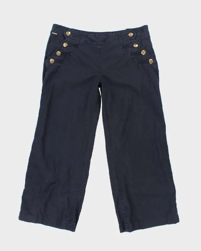 Burberry Navy Linen Trousers - W36 L27 Trousers Elastic Waist Soft