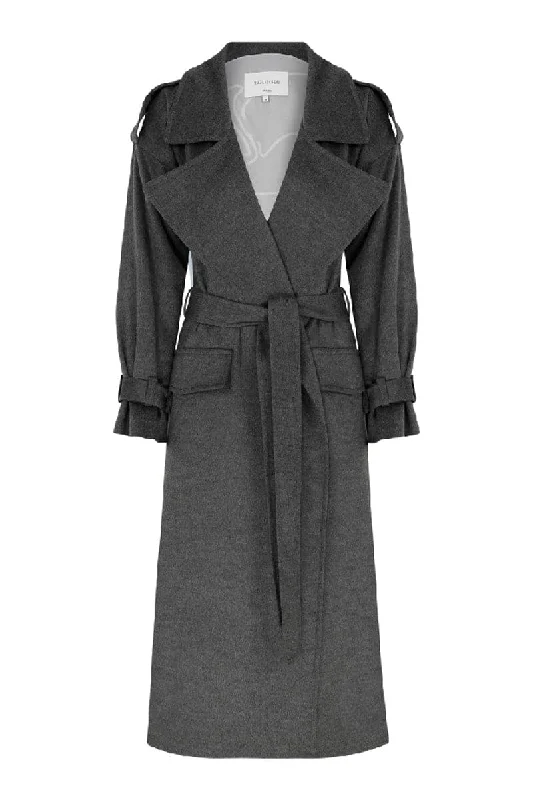 LAURA GRAY CASHMERE OVERSIZE COAT Appliqued Beaded Sequined