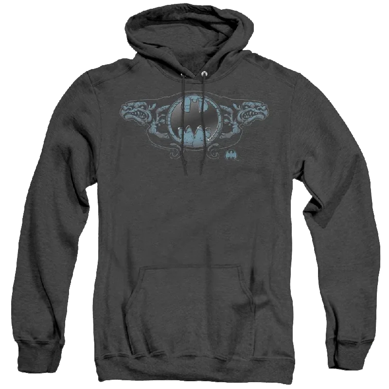 Dc Batman Two Gargoyles Logo - Heather Pullover Hoodie Angora Wool Cozy
