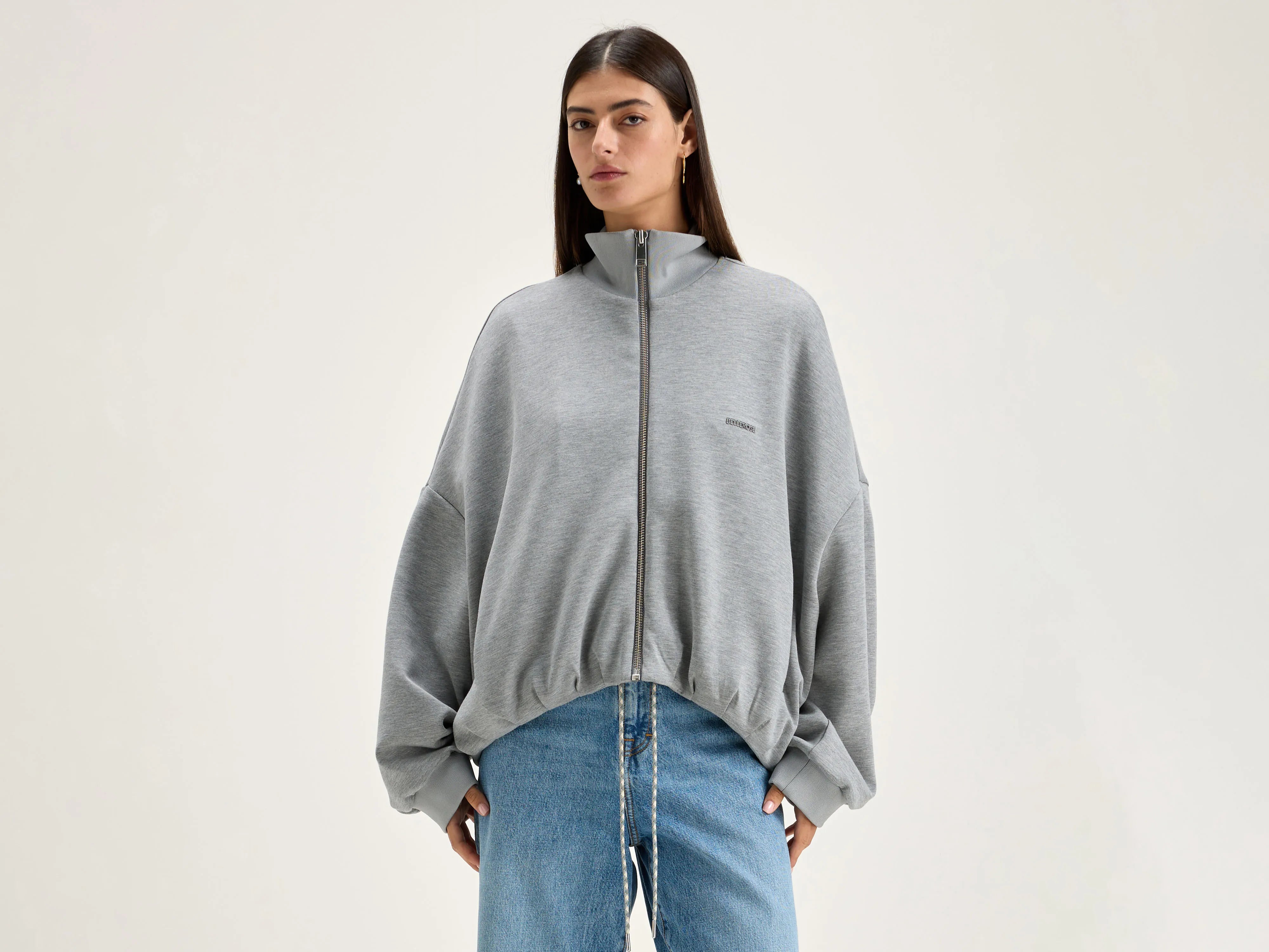 Tallis zip-up sweatshirt (242 / W / H. GREY) Hoodie with Applique Textured Unique