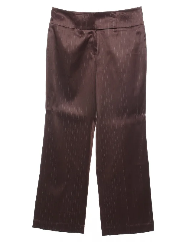 Dark Brown Pinstriped Trousers - W31 L29 Trousers Prom Sequined