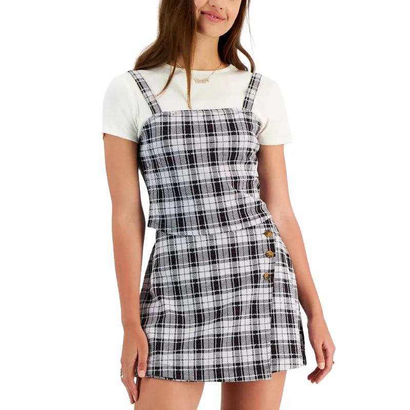 SELFIE - Plaid side zipper crop top Rayon Fabric Velvet Fabric Corduroy Fabric