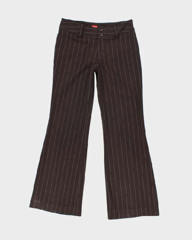 Vintage Y2k 00s Esprit Brown Pin Stripe Trousers - S Chinos Cotton Straight Leg