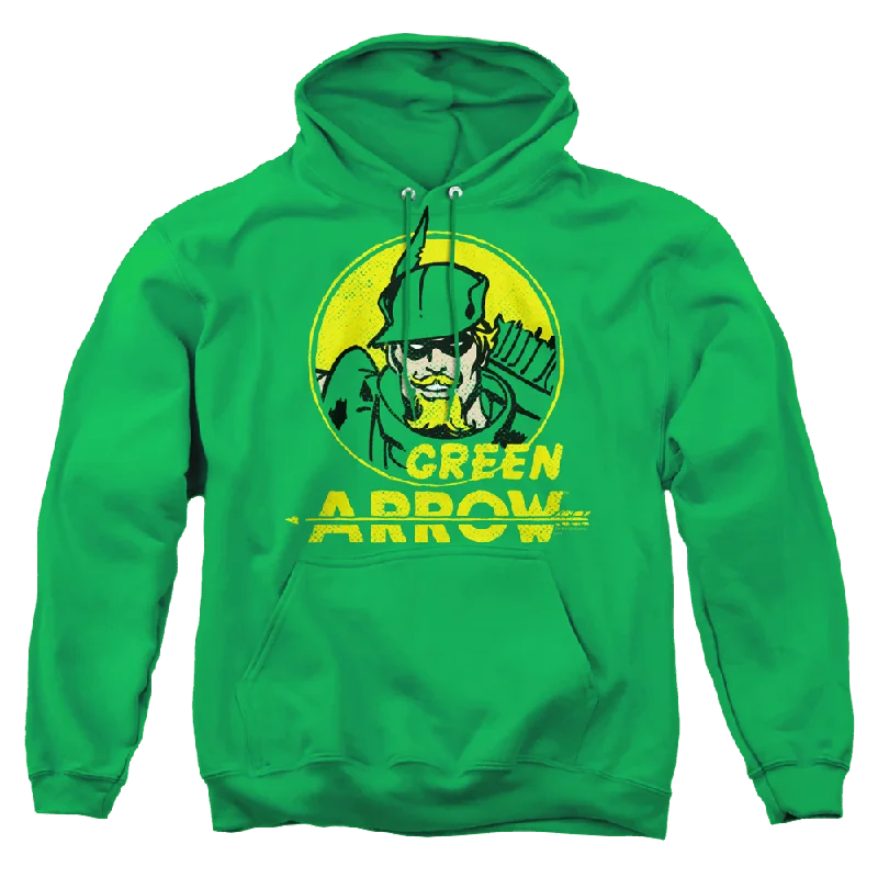 Green Arrow Archer Circle - Pullover Hoodie One Shoulder Top
