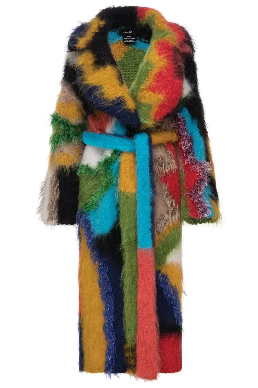 BELTED MOHAIR COAT Hooded Jacket Zipper Jacket Button Jacket