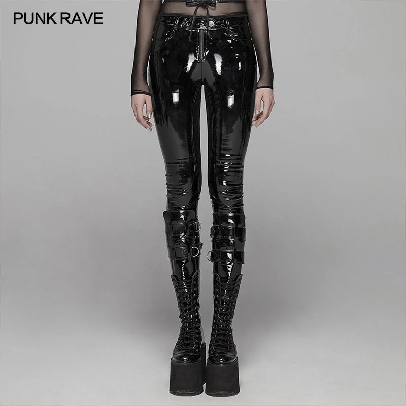 Gothic Leather Leggings Fashionable Full-Length Active Leggings