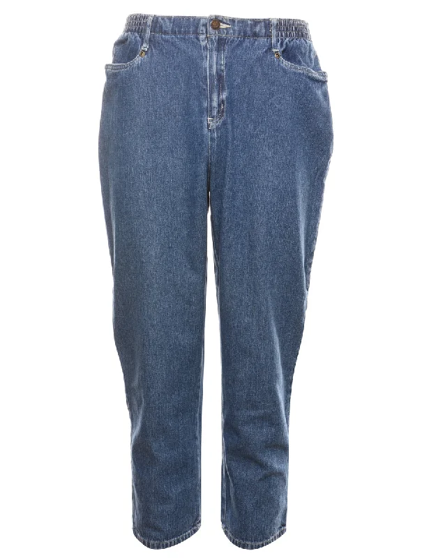 High Waist Medium Wash Denim Trousers - W28 L26 Trousers Essential Wardrobe