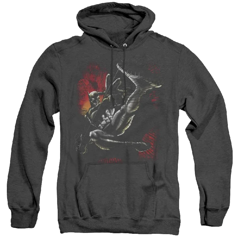 Dc Batman Kick Swing - Heather Pullover Hoodie Boat Neck Sweater