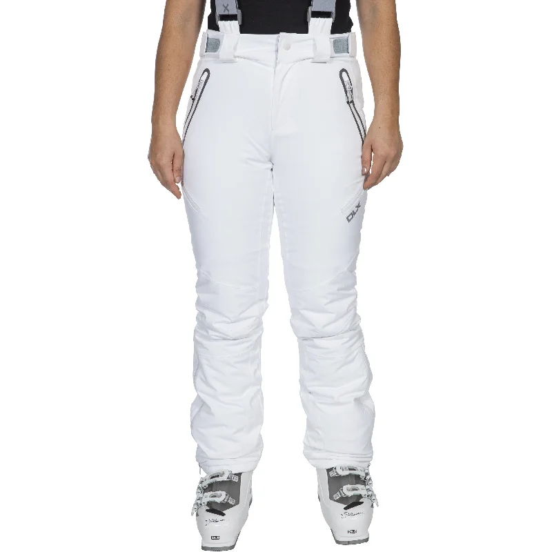Trespass Women's DLX Waterproof Ski Trousers Marisol2 in White Trousers Running Lightweight