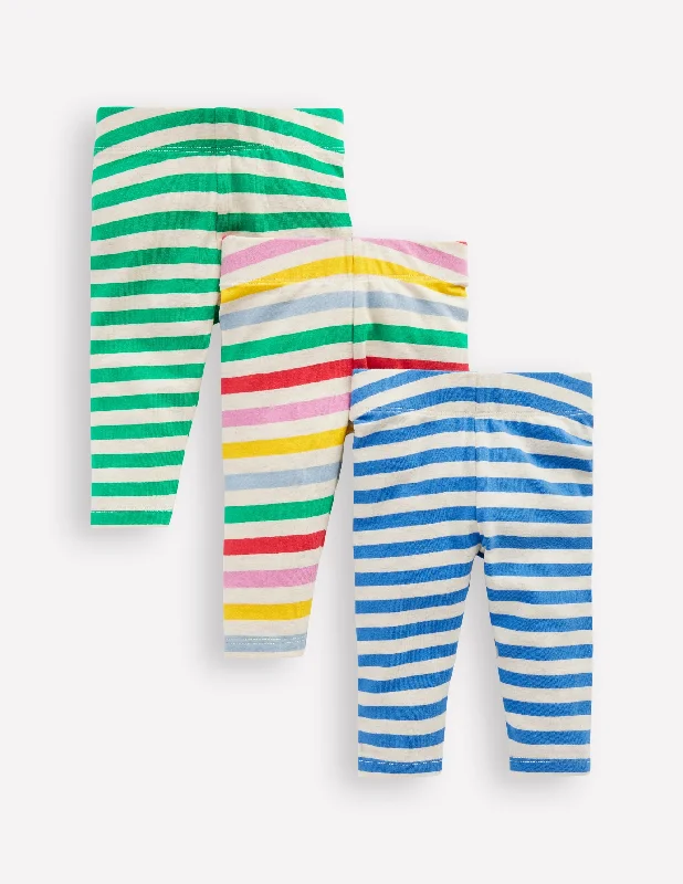 Striped 3 Pack Legging-Oatmeal Multi Stripe Fashionable Floral Active Leggings