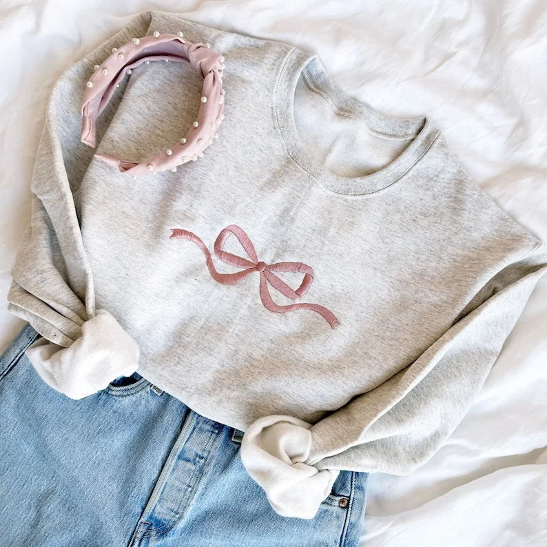 Cute Bow Embroidered Gemma Sweatshirt | Dainty Bow Sweatshirt | Embroidered Bow Ribbon Trendy Sweatshirt | Embroidered Bow | Gift for Her Hoodie with Color Block Contrast Stylish Cute Bow Embroidered Gemma Sweatshirt | Dainty Bow Sweatshirt | Embroidered Bow Ribbon Trendy Sweatshirt | Embroidered Bow | Gift for Her Hoodie with Color Block Contrast Stylish
