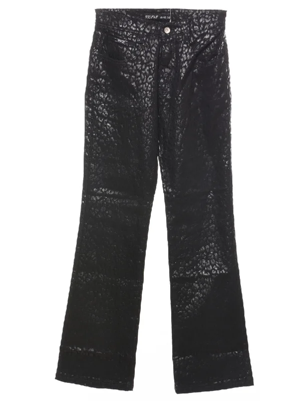 Revolt Black Patterned Trousers - W25 L31 Trousers Office Stylish