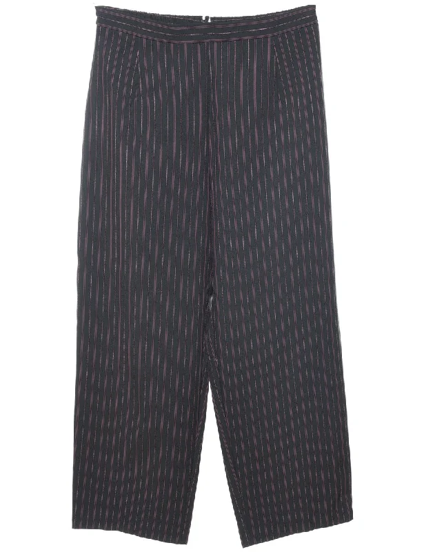 Pinstriped Black Trousers - W31 L26 Trousers Brand Named