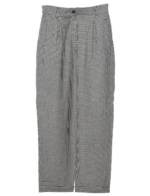 Dogtooth Design Black & White Tapered Trousers - W26 L27 Trousers Handmade Artisanal