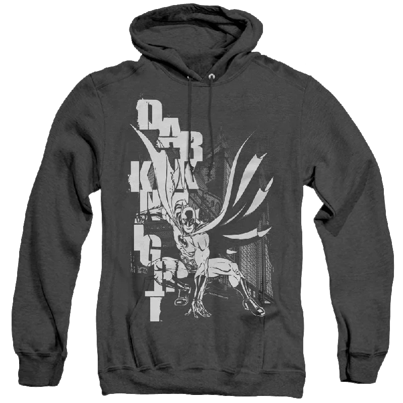 Dc Batman Vertical Letters - Heather Pullover Hoodie Surplice Neck Pullover