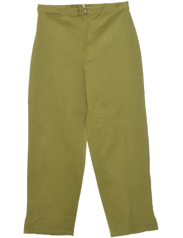 Green Trousers - W28 L25 Trousers Palazzo Wide Leg