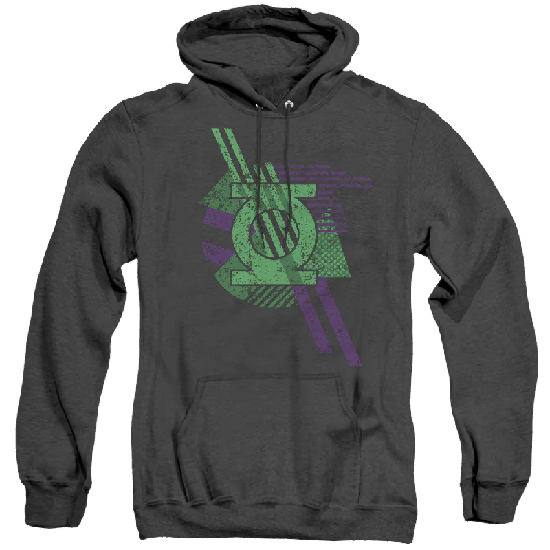 Green Lantern Lantern Shapes - Heather Pullover Hoodie Ruffled Neck Pullover