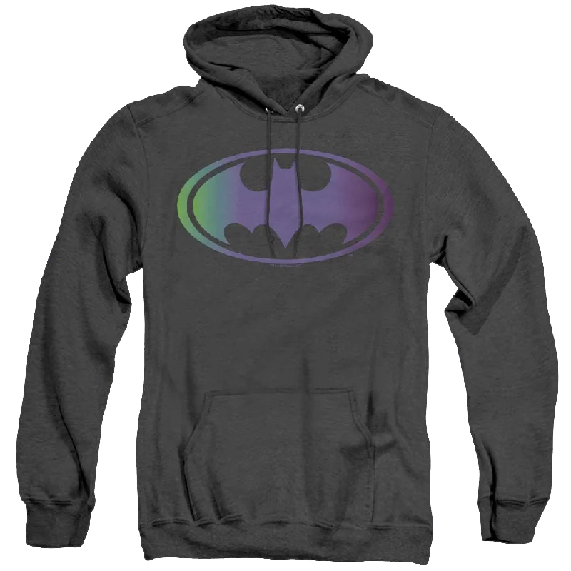 Dc Batman Gradient Bat Logo - Heather Pullover Hoodie Plunging Neck Pullover