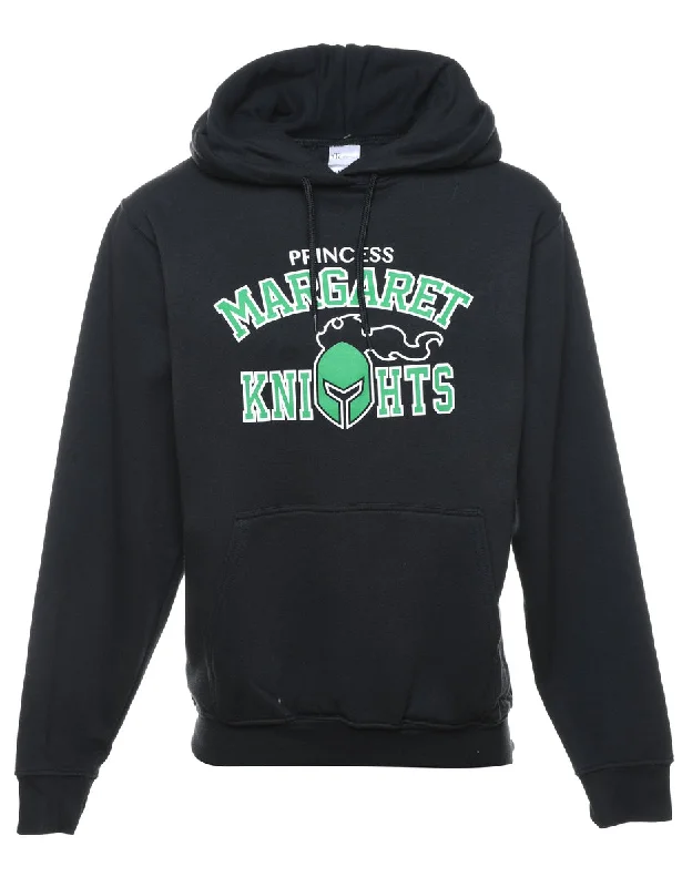 Black & Green Margaret Knights Printed Hoodie - S Oversized Hoodie Comfort Casual