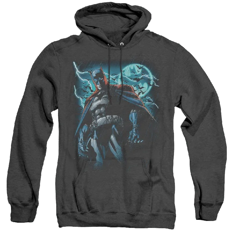Dc Batman Stormy Knight - Heather Pullover Hoodie Lantern Sleeve Elegant