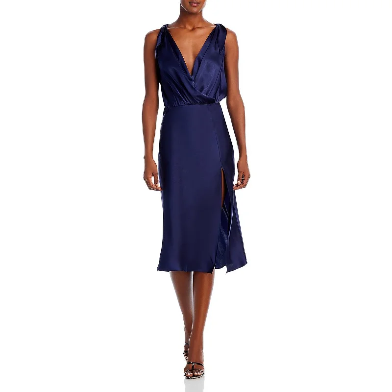 Amanda Uprichard Womens Silk Midi Slip Dress Trendy Knit Midi Dress