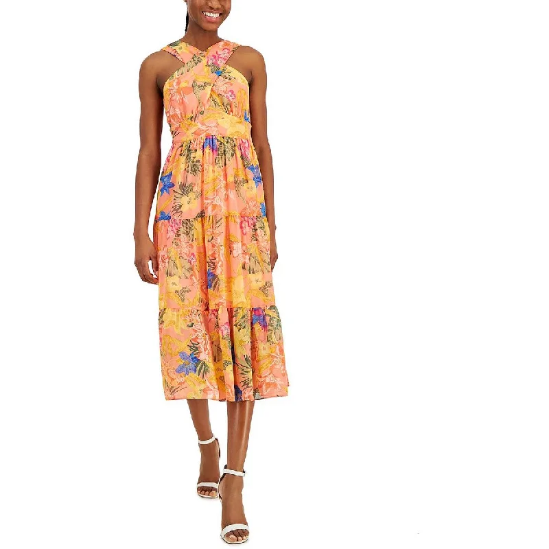 Anne Klein Womens Daytime Midi Halter Dress Cozy Knit Midi Dress