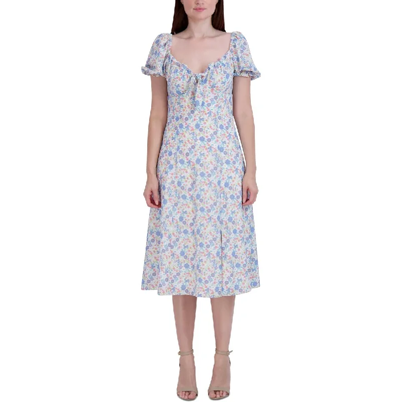 BCBGeneration Womens Party Midi Fit & Flare Dress Fashionable Pleated Midi Dress