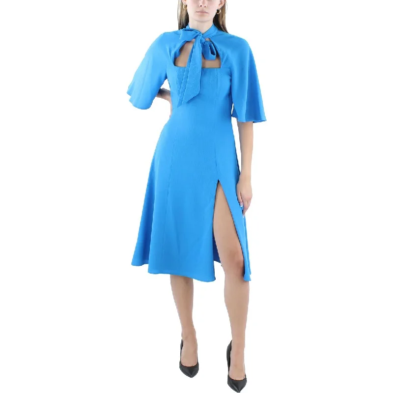 Black Halo Womens Midi Flutter Sleeve Fit & Flare Dress Comfortable Lace-Up Midi Dress Black Halo Womens Midi Flutter Sleeve Fit & Flare Dress Comfortable Lace-Up Midi Dress