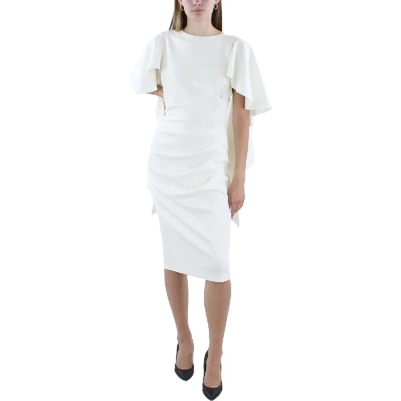 Black Halo Womens Midi Gathered Sheath Dress Comfortable Button Front Midi Dress