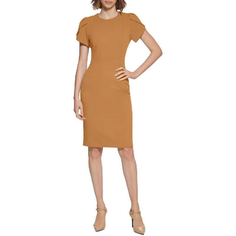Calvin Klein Womens Crepe Midi Sheath Dress Stylish Wraparound Midi Dress