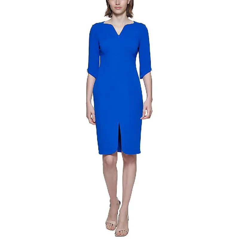 Calvin Klein Womens Work Midi Sheath Dress Stylish Color Block Midi Dress