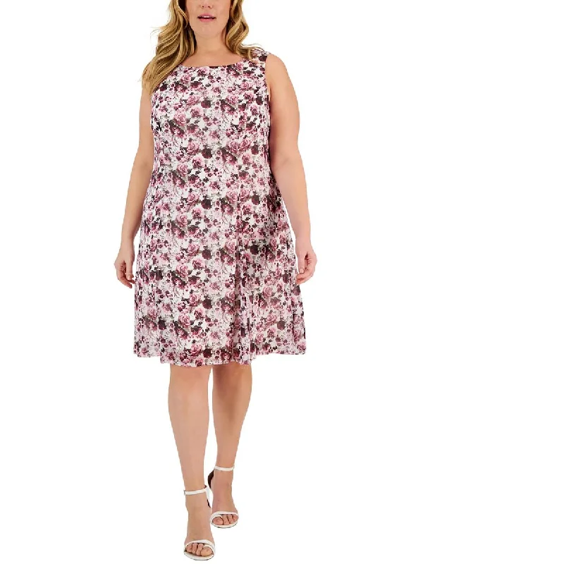 Connected Apparel Womens Plus Chiffon Midi Sundress Comfortable Denim Midi Dress