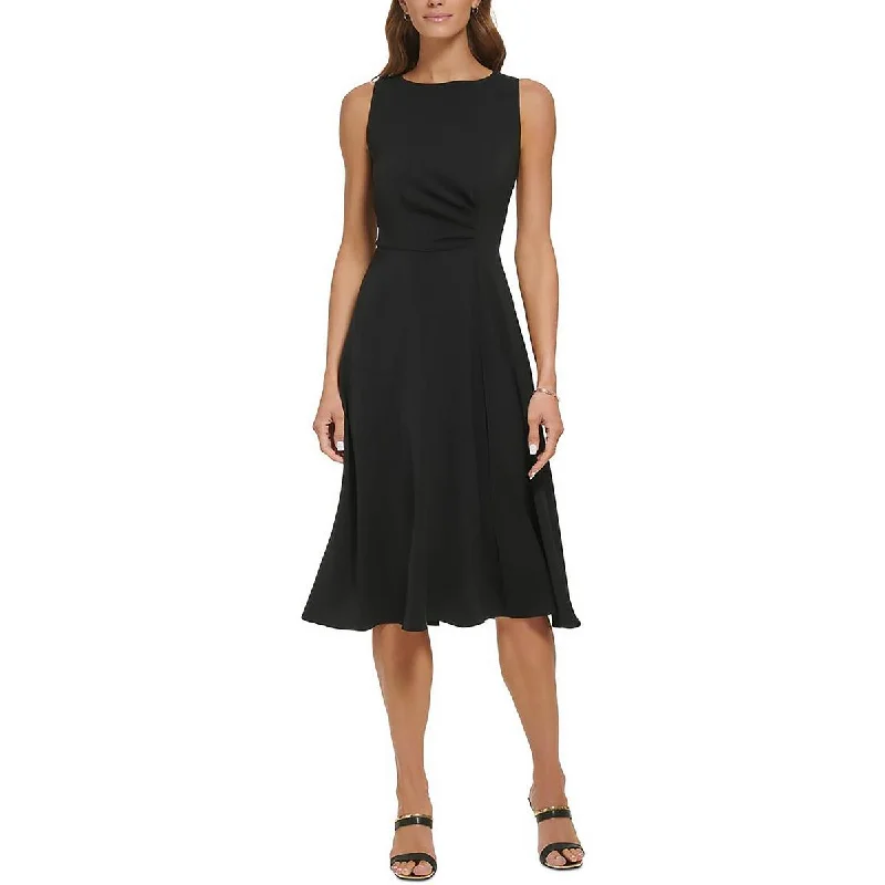 DKNY Womens Pleated Midi Sheath Dress Elegant Pleated Detail Midi Dress