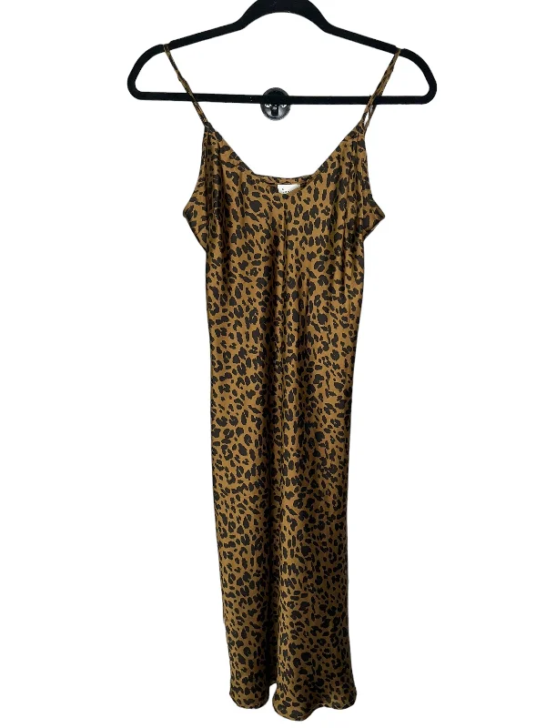 Dress Casual Midi By A New Day In Animal Print, Size: Xs Cozy Midi Dress with Pockets