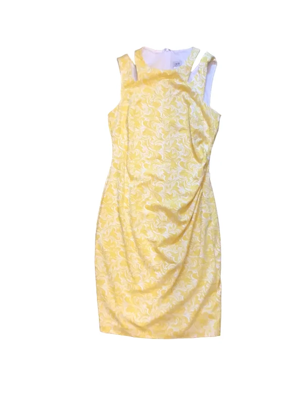 Dress Casual Midi By Cache In Yellow, Size: S Trendy Knit Midi Dress