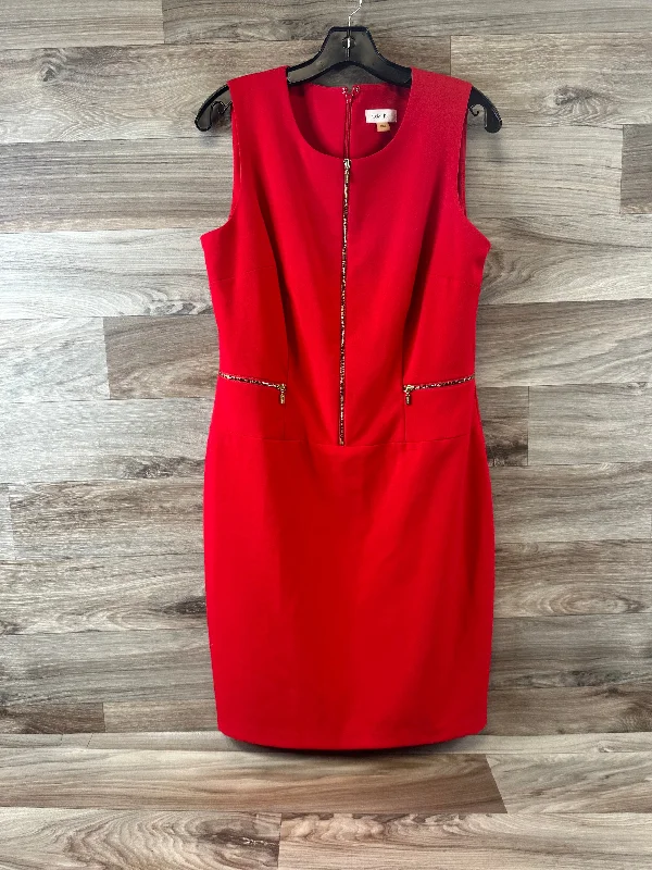 Dress Casual Midi By Calvin Klein In Red, Size: L Trendy Square Neck Midi Dress