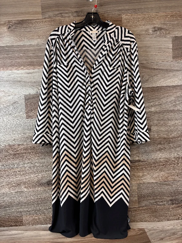 Dress Casual Midi By Chicos In Black & White, Size: Xl Comfortable Ruched Midi Dress Dress Casual Midi By Chicos In Black & White, Size: Xl Comfortable Ruched Midi Dress