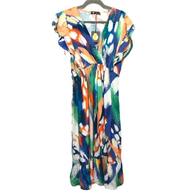 Dress Casual Midi By Cmb In Multi-colored, Size: M Trendy Smocked Detail Midi Dress