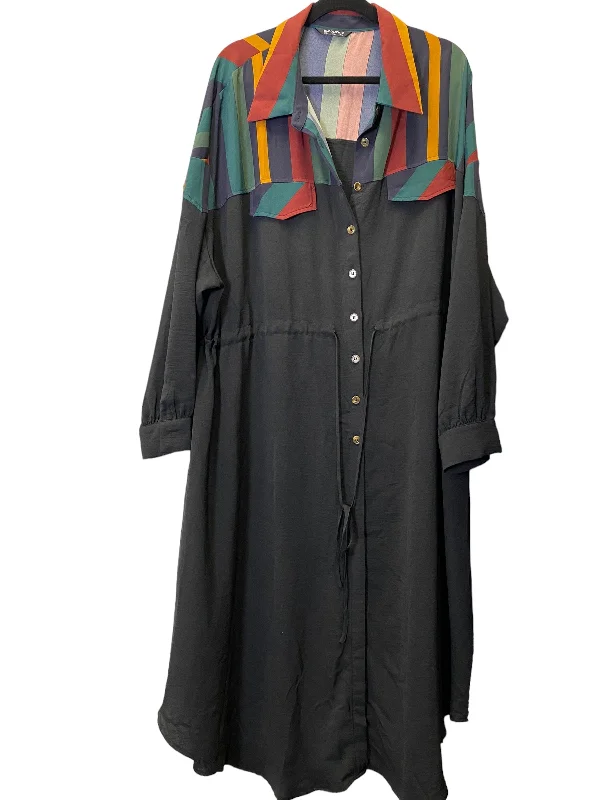 Dress Casual Midi By Cmc In Black & Yellow, Size: Xxl Elegant Pleated Sleeve Midi Dress Dress Casual Midi By Cmc In Black & Yellow, Size: Xxl Elegant Pleated Sleeve Midi Dress