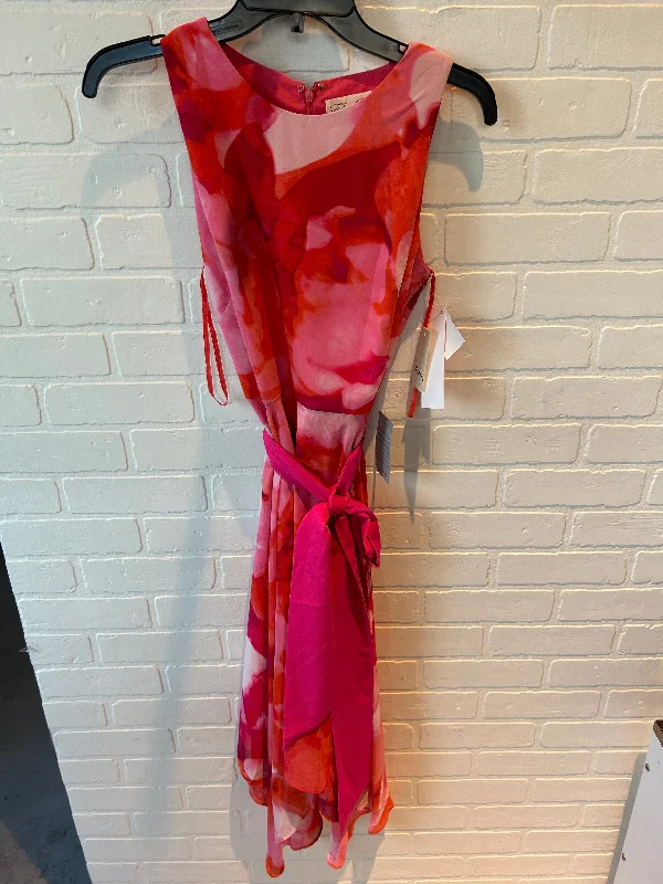 Dress Casual Midi By Eliza J In Orange & Pink, Size: M Elegant Floral Skirt Midi Dress Dress Casual Midi By Eliza J In Orange & Pink, Size: M Elegant Floral Skirt Midi Dress