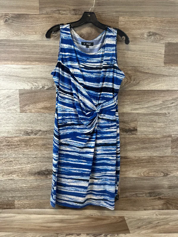 Dress Casual Midi By Ellen Tracy In Blue & White, Size: M Comfortable Stretch Midi Dress Dress Casual Midi By Ellen Tracy In Blue & White, Size: M Comfortable Stretch Midi Dress