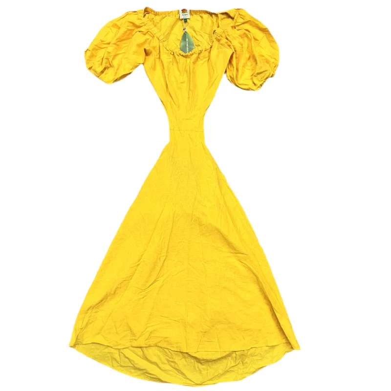 Dress Casual Midi By Farm Rio In Yellow, Size: L Elegant Faux Wrap Midi Dress