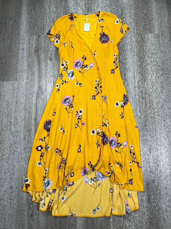 Dress Casual Midi By Free People In Yellow, Size: Xs Trendy Ruffle Hem Midi Dress