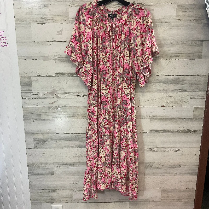 Dress Casual Midi By Gigio In Pink, Size: L Elegant Puff Sleeve Midi Dress