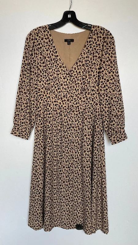 Dress Casual Midi By J. Crew In Animal Print, Size: 2 Stylish Long Sleeve Floral Midi Dress Dress Casual Midi By J. Crew In Animal Print, Size: 2 Stylish Long Sleeve Floral Midi Dress