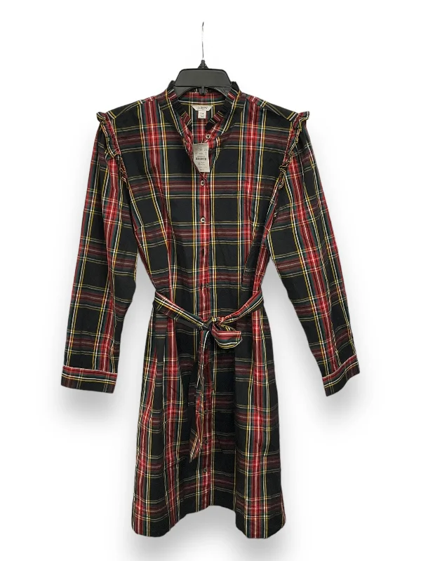 Dress Casual Midi By J. Crew In Plaid Pattern, Size: Xl Fashionable One-Shoulder Midi Dress