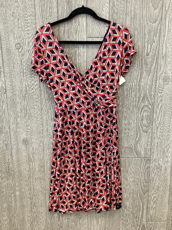 Dress Casual Midi By Kaleigh In Blue & Red, Size: L Fashionable Polka Dot Midi Dress