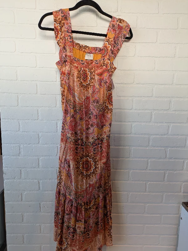 Dress Casual Midi By Knox Rose In Orange, Size: S Fashionable Floral Embroidery Midi Dress Dress Casual Midi By Knox Rose In Orange, Size: S Fashionable Floral Embroidery Midi Dress