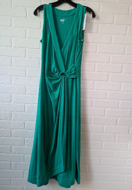 Dress Casual Midi By Lands End In Green, Size: M Trendy Long Sleeve Midi Dress